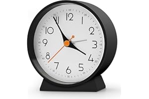 Azyh Analogowy budzik bez tykania, mały zegar stołowy w stylu retro, do dekoracji salonu, sypialni, stolika nocnego, dla dorosłych, seniorów, dzieci, budzik podróżny, zasilany bateriami