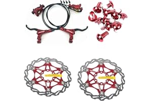 Ensembles de freins à disque hydrauliques SUMC Zoom Ensembles de vélo de montagne Ensemble avant et arrière VTT avec rotor à disque flottant 160 mm et boulons de couleur (rouge)