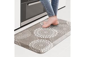 LuxStep Kitchen Mat Waterproof Kitchen Rugs for Floor Cushioned Anti-Fatigue Mat Non-Slip Standing Desk Mat Comfort Floor Mats for House Sink Office 17.3" x 28" Khaki