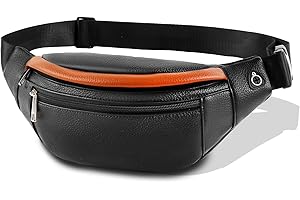 HSHRISH Marsupio Uomo Donna Unisex - Marsupio in pelle Outdoor Escursioni Cintura Corsa da Uomo Donna Impermeabile con 4 Zip-Marsupio con la Tracolla Regolabile per Corsa Ciclismo Escursione Campeggio (Nero)