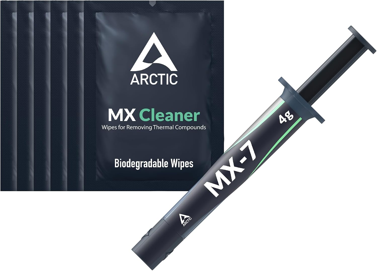ARCTIC MX-7 (4 g, con MX-Cleaner) – Pasta térmica de alto rendimiento para CPUs, consolas, procesadores, tarjetas gráficas y portátiles. Alta conductividad, larga duración, no conductiva ni capacitiva