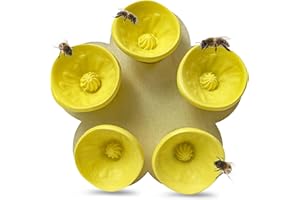 LYINUR Bee Cups for Thirsty Bees Garden, Thirsty Pollinators Need a Drink, Colourful Bee Insect Drinking Cup Yellow, Collect Water for Bees Safe Places to Drink, Bee Cups for Garden (Yellow)