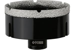 Vearter Broca de diamante seco de 90 mm, conexión de rosca M14, sierra perforadora soldada al vacío para mampostería, cortador de agujeros huecos para azulejos, mármol, granito, porcelana, hormigón y