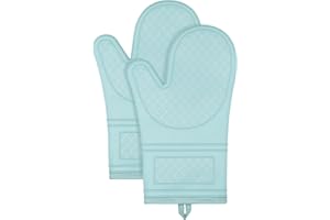 Yutat® Ofenhandschuhe 2er Set - Topfhandschuhe Hitzebeständig bis 300°C, Anti-Rutsch, LFGB-Zertifizierte Ofenhandschuhe Silikon, Perfekt für die Küche, zum Grillen, Kochen und Backen, Mintgrün