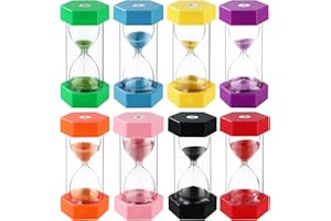 HAOYULUO 8 kolorowych klepsydry dla dzieci, kolorowe klepsydry zestaw 1/3/5/10/15/30/8/20 minut, czasomierz, klepsydra do nauki i zabawy
