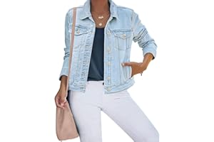 Roskiky - Giacca da donna in jeans elasticizzato, a maniche lunghe, con tasca