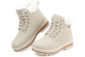 HANANI Snow Boots Womens Winter Boots Warm Fur Lined Walking Boots Ankle Boots Ladies Hiking Boots Mid Calf Boots Lace up Outdoor Non-Slip Work Booties Girls Light weight