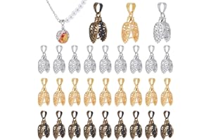 PH PANDAHALL PandaHall 30 Piezas Pinch Clip Bail Broche Cuelga Charm Bead Colgante Conector Resultados 3 Estilos para Hacer Joyas