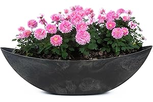 matches21 HOME & HOBBY Macetero ovalado grande de 66 cm, diseño vintage, para exteriores, color negro