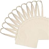 Amazon Brand - Eono 10 Pack 100% Organic Natural Cotton Tote Bag, Long Handle - Natural Colour - 5.5oz, Light Weight Multi-Fu