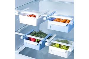 Hastic Cestini Frigorifero Salvaspazio in Plastica (4 Pezzi) - Rimovibile Cassetti Frigorifero Salvaspazio (155 x 165 x 70 mm ciascuno) - Mantiene in Ordine Il Frigo - Facile da Pulire