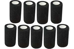 ANAMPION Selbstklebender Verband 9Rollen, 7.5cmx4.5m Non-Woven Selbsthaftende Bandage für Mensch und Tier, Flexibel Elastische Binde für Sport,Haustiere (Schwarz)