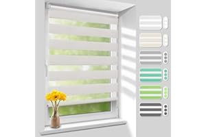 ‎HOMLAND Homland Doppelrollo Klemmfix ohne Bohren B85 x H200 cm(Stoffbreite 80cm) Leinen, Duo Rollo, Rollo Klemmrollos lichtdurchlässig & verdunkelnd, Verstellbar Fensterrollo Sonnenschutz