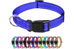 TagMe Reflective Nylon Dog Collars, Adjustable Classic Pet Collar with Quick Release Buckle for Small Dogs, Royal Blue, 1.5 cm Width