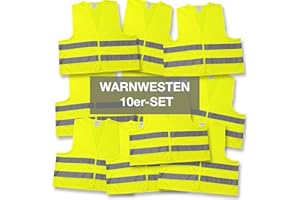 SKUURTFR 4business 10 x Auto Qualitäts Warnweste gelb EN ISO 20471 Erwachsene Unisize TÜV-geprüft waschbar Unfallweste Sicherheitsweste reflektierend
