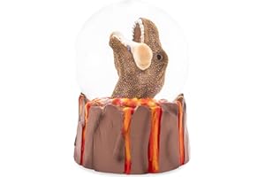 Elanze Designs T-Rex Holding Bone Brown Tyrannosaurus Paleontologist Dig Skeleton Science STEM Museum Lava Volcano 100MM Musical Glitter Dinosaur Snow Globe Plays Tune Fantasie Impromptu