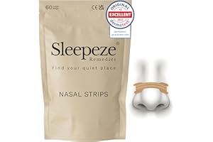 Sleepeze Remedies Bandelettes Nasales Large Beige (60 Pack), Anti ronflement Bande Nasale pour nez Congestionné et aide breathe, Bandelette Nasale, Ecarteur Nasal Sportif, Sommeil Nose Strips