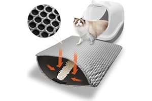 Phantasy Cat Litter Tray Mat, 30 x 45 cm, Grey Cat Litter Mat, Honeycomb Design Mat, Waterproof Double Layer Design, Honeycomb Mat, Cat Litter Tray Mat