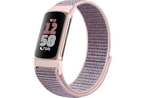 Runostrich Sport Loop Nylon Watch Straps - Compatible with Fitbit Charge 6/5, Adjustable Breathable Replacement Soft Nylon Loop Wristband for Women & Men