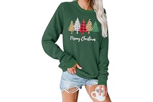 hohololo Christmas Sweatshirts Women Xmas Shirt Christmas Tree Graphics Pullover Holiday Long Sleeve Tops