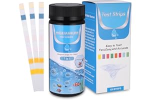 HUIGULI 150 Stück Teststreifen für Aquarien,7 in 1 PH Teststreifen Pool,wassertest aquarium,Trinkwasser pH-Wert schnelltest,Test set für Ammoniak Stickstoff,PH,Nitrit,Härte,Freies Chlor,Nitrat,Karbonatwurzel