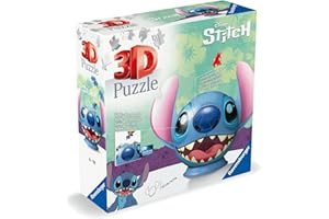 Ravensburger - Puzzle 3D Ball - Disney Stitch - A partir de 6 Ans - 77 pièces numérotées à Assembler sans Colle - Support et Accessoires de Finition Inclus - Diamètre : 13 cm - 11574
