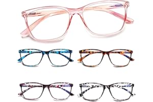 ‎COJWIS COJWIS 5 Pack Damen Lesebrille Blaulichtfilter Brille Federscharnier ultraleicht Lesehilfe (5 Farbe Mischen-4, 1.00, multiplier_x)