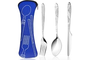 3 sztuki sztućców do przenoszenia, WitBicg sztućce kempingowe sztućce do pracy łyżka widelec nóż nadaje się na kemping, piknik, pracę, piesze wycieczki (niebieski)