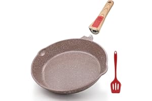 AIKENBBKK Poêle à Frire Antiadhésive en Céramique 28 cm, Poêle en Céramique Saine avec Poignée Amovible, Four & Lave-Vaisselle, PFAS PFOA & PTFE Libre (Marron)