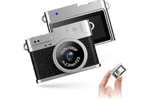 Bewinner Keychain Camera Retro Digital - 1080p Video Mini Portable Camera, 2MP Foton, 0,96in Skärm Retro Digitalkameror med 6 Filter och LED -blixt