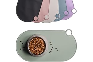 ne&no Napfunterlage Silikon | für Katzen und kleine Hunde | Katzennapf Unterlage wasserdicht | Futtermatte rutschfest | Silikonmatte mit Aufhängeschlaufe 49 x 25 cm (sage Green)