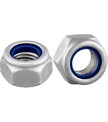 Leryati Lot De 10 écrous Frein Hexagonaux DIN 985 En Inox A2 (V2A) - Filetage M4, Avec Insert Nylon Anti-desserrage