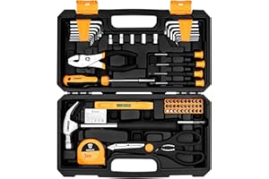 DEKO Tool Kit Set Box 62 Piece Home Repair DIY Tools Basic Hand Toolbox Sets for Home