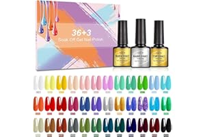 NAILMASHA 39 Pezzi Smalti Semipermanenti per Unghie con Base e Top Coat, Matt, Popolare Pastello Nero Bianco Nudo Neon Glitter in Gel Colore