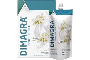 PROMOPHARMA Dimagra Protein Diet - Integratore Proteico Pronto da Bere per Dieta Chetogenica e Controllo del Peso - Low Carb, Alto Contenuto Proteico - Gusto Vaniglia - 7 Pouch da 220 g