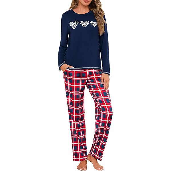 Pyjama Taille élastique Pyjama Femme 2 Pièces Coton Manches Longues - Vêtement Nuit Confortable | Imprimé Chat Automne Hiver Ensemble Pyjama Imprimé