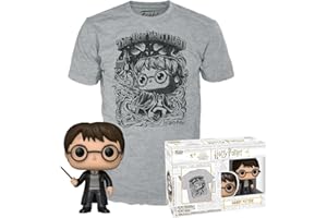 Funko POP! & Tee: Harry Potter - flokowany - duży - (L) - T-shirt - ubrania z kolekcjonerską figurką winylową - pomysł na prezent - zabawki i top z krótkim rękawem dla dorosłych unisex mężczyzn i