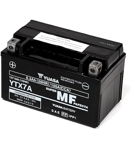 Batterie Moto GEL 12V 6Ah BCTX7L - Remplacement YTX7L-BS - 100A CCA, Sans Entretien, Livrée Chargée