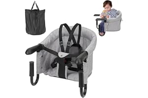 Peviasot Tischsitz Baby, Faltbarer Kindersitz, mit Tragetasche | für zu Hause und unterwegs, Belastbarkeit 18kg, Grau