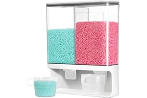 Tokokimo Dispensador de lavandería montado en la pared, caja de almacenamiento de 3 L, 2 tazas medidoras, color blanco