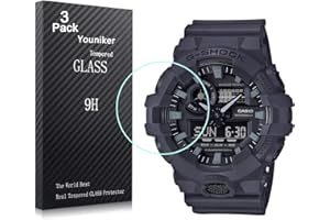 Youniker Protector de pantalla de cristal templado para Casio GA700 para Casio G Shock GA-700, protector de pantalla de cristal 9H, dureza de 0,3 mm, antiarañazos, antihuellas, sin burbujas