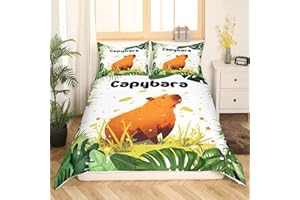 HOMEWISH Kawaii Capybara Bettbezug 2-teilige lustige Capybaras Bettwäsche Set 135x200 Nagetiere Capybaras Druck Tröster Abdeckung Nette Cartoon Capybara Bettbezug Rustikale Bauernhaus Tiere Bettwäsche