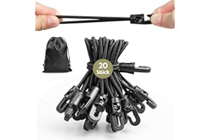 ‎MOINKERIN Moinkerin 20 Stück 10cm Schwarze Spanngummis mit Haken - wasserdichtem und UV - beständigem，Expander mit Haken & Planenspannern, geeignet zum Fixieren von Planen, Campingzelten