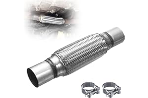TAIPINTEE Tubo de Escape Flexible 45 × 200 × 300 mm, Universal Flexible Tubo Corrugado de Escape, Tubo de Reparación, Fuelle de Escape, con 2 Abrazaderas, para Automóvil, Camión, Autobús (Plata, tamaño medio)