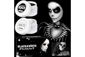 SPINNE LUCAS Maquillaje Halloween Blanco y Negro,Kit Maquillaje Halloween Special Effects Profesional,Pintura Cara Halloween Makeup para Niños Adulto,Pintura Facial Maquillaje para Teatral Carnaval Fiesta Cosplay