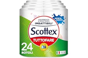 Scottex Tutto Fare, Carta Da Cucina, Morbida e Resistente, Ultra assorbente, Con Carta certificata FSC, 24 Maxi Rotoli