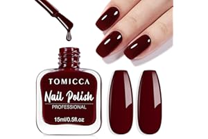 TOMICCA Vernis à Ongles Rouge Foncé, 15ml Brillant Séchage Rapide & Longue Durée, Décollable à Base d'eau Vernis à Ongles pour DIY Nail Art Manucure