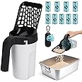 MYPIN Cat Litter Scoop, Upgraded Cat Poop Scoop with Holder Litter Tray Scoop with Bag and Waste Can Cat Litter Scooper with Extra 135pcs Waste Bags, Large Capacity Portable Litter Shovel(Black)
