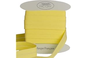 DESIGNERS-FACTORY Nastro Sbieco di Cotone per Bordare e Cucito - Vari Colori Disponibili - Raffinate Rifiniture in Cotone Piegato - Bordino per Tessuti (10 Metri, Giallo)