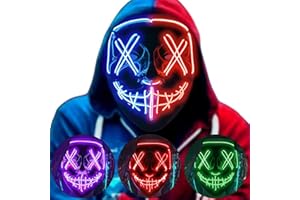DWTECH Máscara de Halloween LED Disfraz de Halloween LED Glow Scary Light Up Purge Máscaras para Festival Fiesta Carnaval Disfraz de Navidad Cosplay brilla en la oscurida